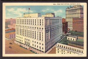 New Post Office Detroit MI Post Card 5382