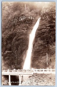 1920's RPPC CROSS & DIMMITT #489*HORSETAIL FALLS*COLUMBIA RIVER HIGHWAY OREGON