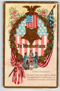 Decoration Memorial Day Postcard US Military Patriotic Flag Wreath Flags 1911