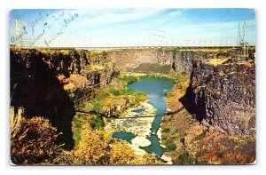 Hansen Suspension Bridge Snake River Near Twin Falls Idaho c1954 Postcard