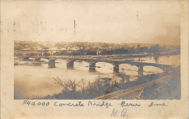 F54/ Peru Indiana RPPC Postcard c1910 $40k Concrete Bridge