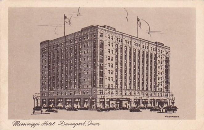 Iowa Des Moines The Mississippi Hotel 1958