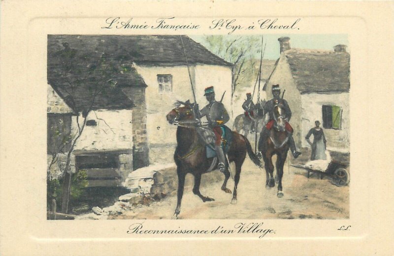 Lot 4 vintage postcards set military history french army cavalry uniforms 