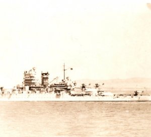 USS Mississippi With Sea Planes Battleship RPPC Real Photo Postcard