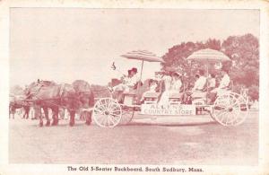 South Sudbury Massachusetts Old 5 Seater Buckboard Antique Postcard K29109