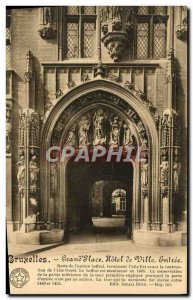 Old Postcard Brussels Grand Place Hotel De Ville Entree