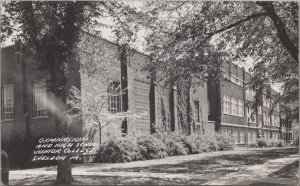 RPPC Postcard Gymnasium High School Junior College Sheldon IA Iowa