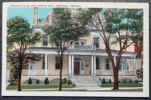 Vintage Postcard 1915-1930 Woman's Club 524 Fairfax Ave. Norfolk VA