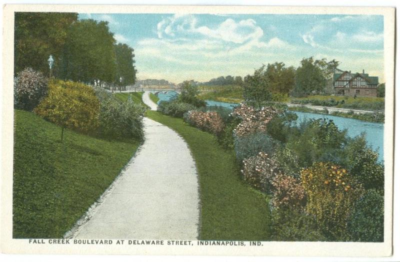 Fall Creek Boulevard at Delaware Street, Indianapolis, Indiana, early 1900s