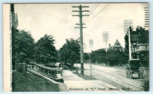 TACOMA, Washington WA ~ Residences on C STREET Scene c1910s Postcard 