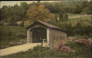 Manchester VT Covered Bridge Hand Colored Postcard