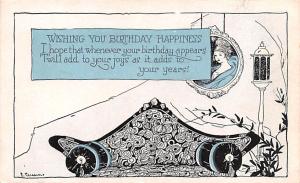 Artist Signed Damaged Birthday Happiness, E Weaver Unused crease right bottom...