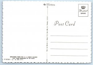 U.S. VIRGIN ISLANDS ~ ST. JOHN, St. Thomas, St. Croix  4x6  Map Postcard 1965