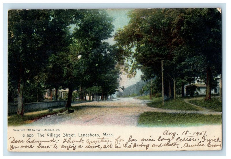 1907 The Village Street, Lanesboro Massachusetts MA Posted Antique Postcard