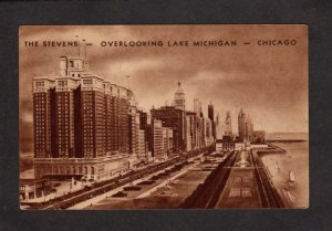IL The Stevens Hotel Lake Michigan Chicago Illinois Postcard Grant Park