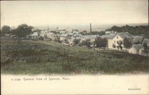 Spencer MA General View c1905 Hand Colored Postcard