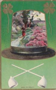 Saint Patrick's Day With Shamrocks & Pipes 1910