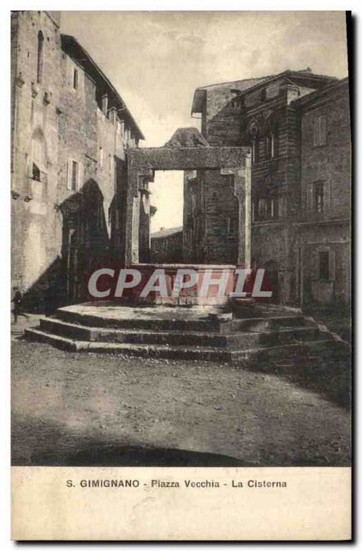 Old Postcard Gimignano La Cisterna Piazza Vecchia