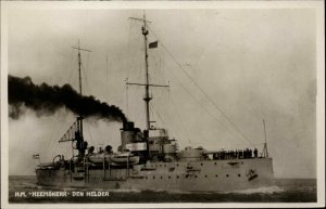 Den Helder Netherlands Battleship HM Heemskerk Vintage Real Photo Postcard