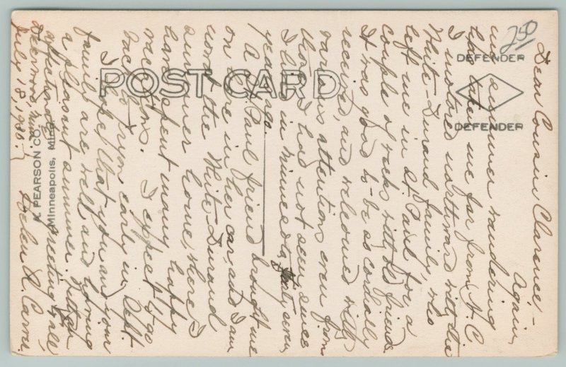 Crosby Minnesota~Scene on Serpent Lake~Beach~Dear Cousin Clarence~c1930 Postcard