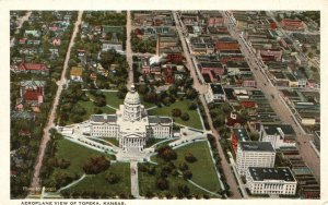 Vintage Postcard 1920's Aeroplane View of Topeka Capital Kansas KS Pub. Zercher