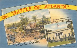 GA, Georgia BATTLE OF ATLANTA PAINTING~Cyclorama  c1940's Tichnor Linen Postcard