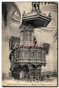 Old Postcard L isle adam (Seine et Oise) Interior of I Church pulpit