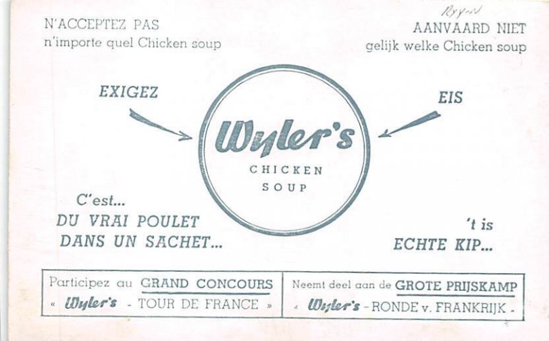 Ward Van Ende Wyler's Chichen Soup Advertising, Non  backing Tour De France U...