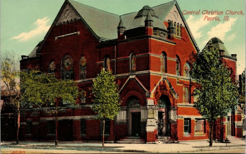 Postcard IL Peoria Central Christian Church C.1910 M19
