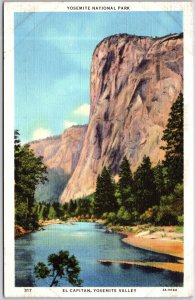 California CA, Yosemite National Park, El Capitan, Valley, Vintage Postcard