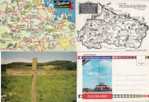 Cleveland Yorkshire Unique Bundle incl Folding Novelty Map Signpost Postcard s