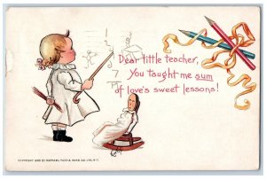 1906 Little Teacher Taught Me Sum Pencil Rocking Chair Tuck's Antique Postcard