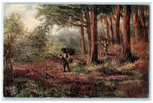 c1910 Return from the Wood Country Life Antique Oilette Tuck Art Postcard