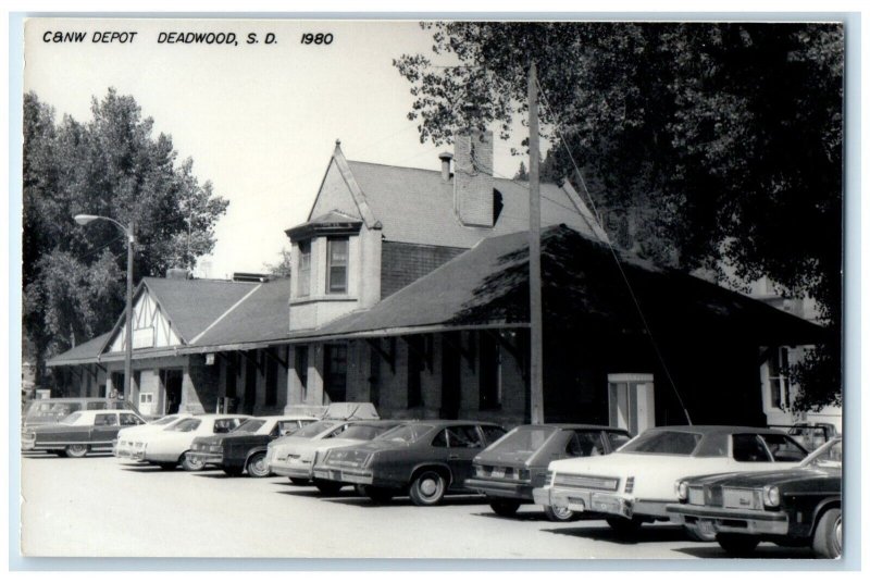 c1980 C&NW Depot Deadwood South Dakota Train Depot Station RPPC Photo Postcard