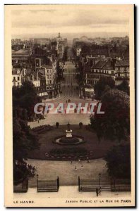 Old Postcard Le Havre Public Garden and the rue de paris