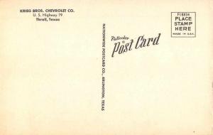 Thrall Texas Krieg Bros Chevrolet Co Linen Antique Postcard J57576