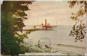SS 'Ticonderoga' Cliff Haven Wharf Catholic School nr Plattsburg NY Postcard G52