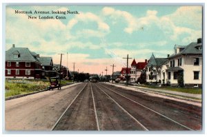 1912 Montauk Avenue Looking North Exterior Rail New London Connecticut Postcard 