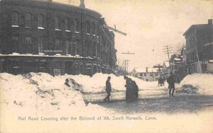 Railroad Crossing Blizzard 1888 South Norwalk Connecticut Rotograph postcard