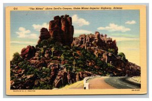 Vintage 1940's Postcard Globe Miami Superior Highway Devil's Canyon Arizona