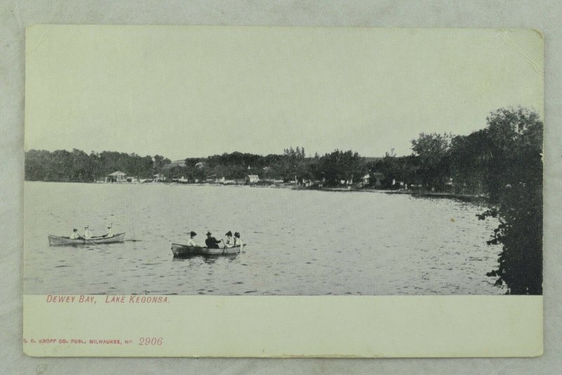 C.1900-10 Canoes, Dewey Bay, Lake Kegonsa Vintage Postcard P99