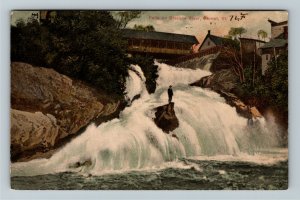 Barnet VT-Vermont, Falls on Stevens River, Covered Bridge Vintage Postcard
