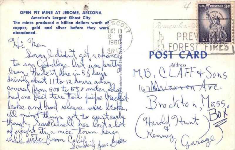 Arizona   Jerome   Open Pit Mine  Gold, Silver. Copper