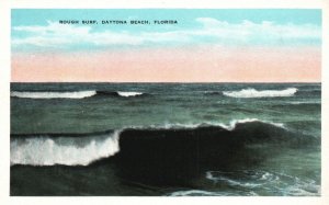 Vintage Postcard Rough Surf Beauty Of A Winter Sunshine Daytona Beach Florida FL