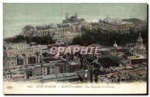 Old Postcard Cote D Azur Monte Carlo View Generale and Casino