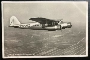 Mint Netherlands Real Picture Postcard Fokker zilvermeeuw Airplane In Flight