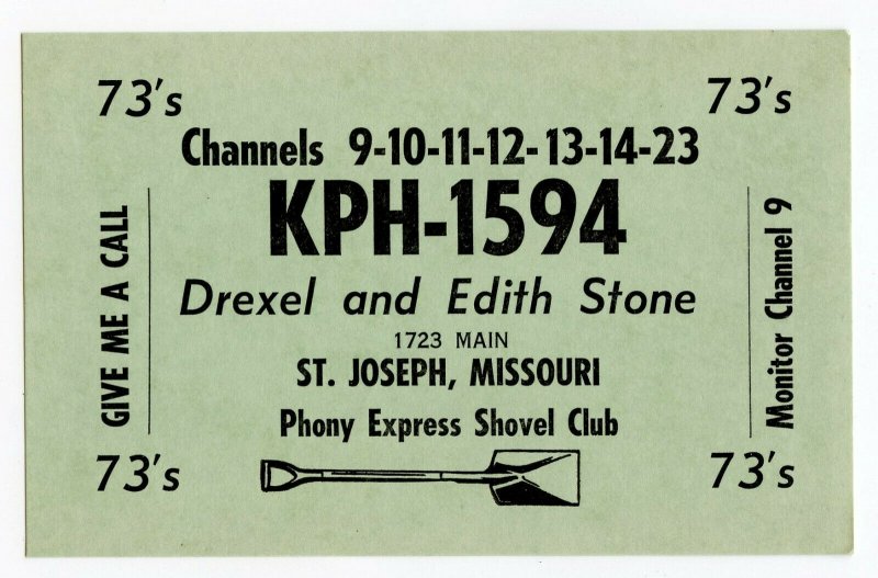 QSL Radio Card From St. Joseph Missouri KPH-1594 