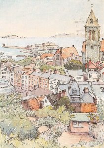 Lot141 uk guernsey painting postcard st barnabas church