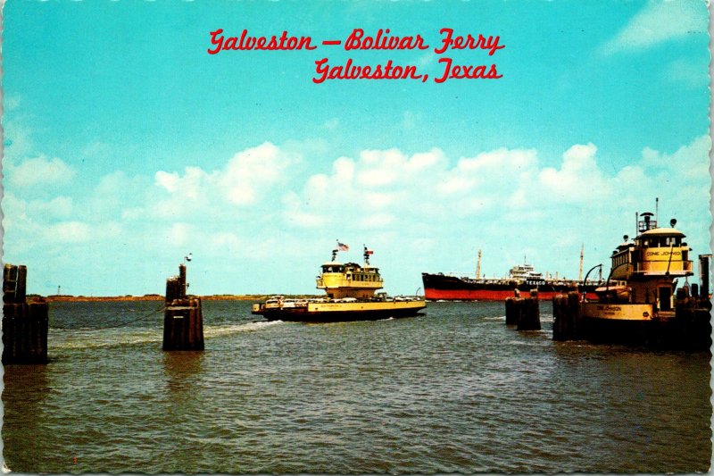 Galveston TX Bolivar Ferry Postcard unused 1970s