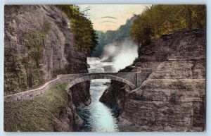 1951 Bridge Of Lower Falls Letchworth State Park View Castile New York Postcard